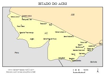Mapa do acre com nomes dos municípios