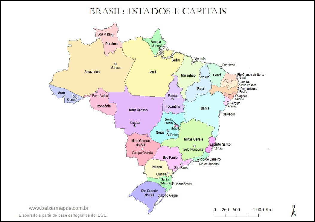 Mapa do Brasil com estados e capitais | Baixar Mapas