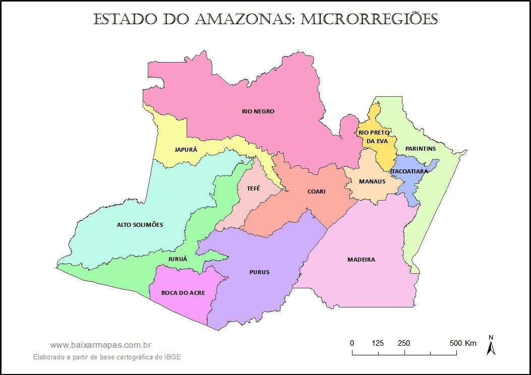 Mapa de microrregiões do estado do Amazonas