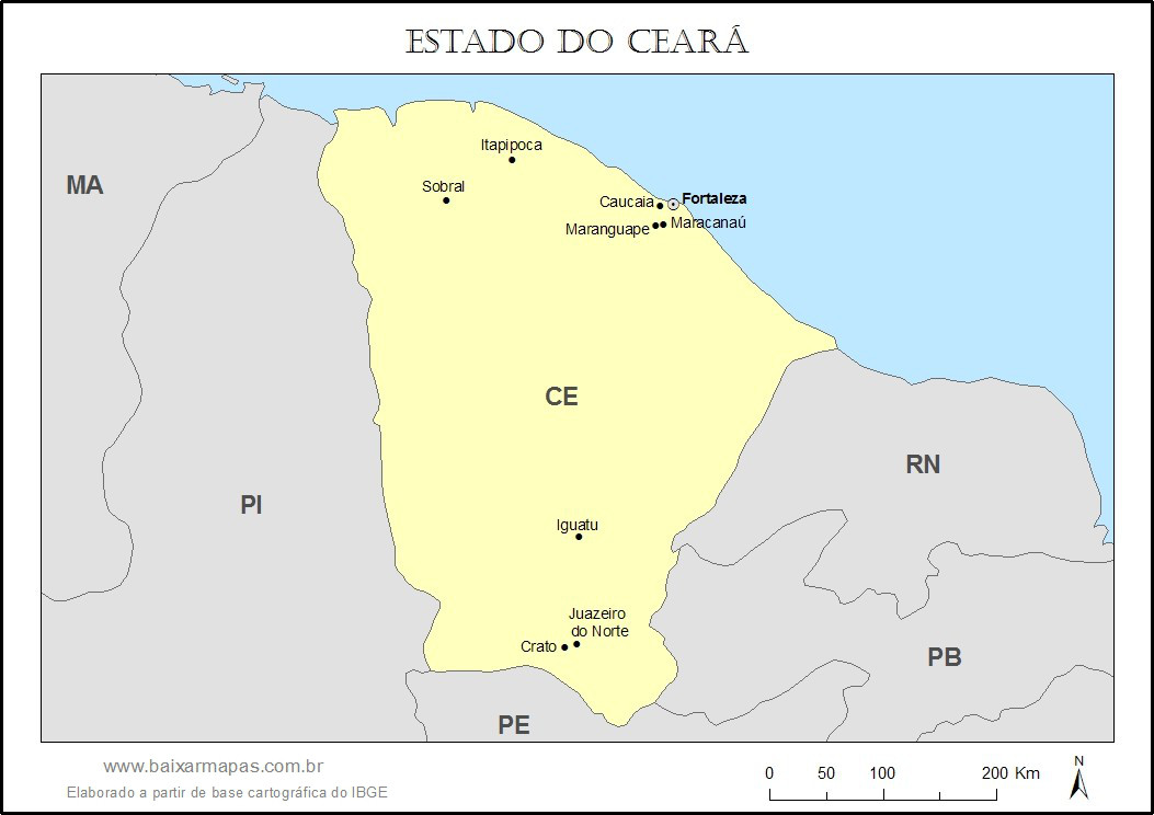 Mapa do estado do Ceará