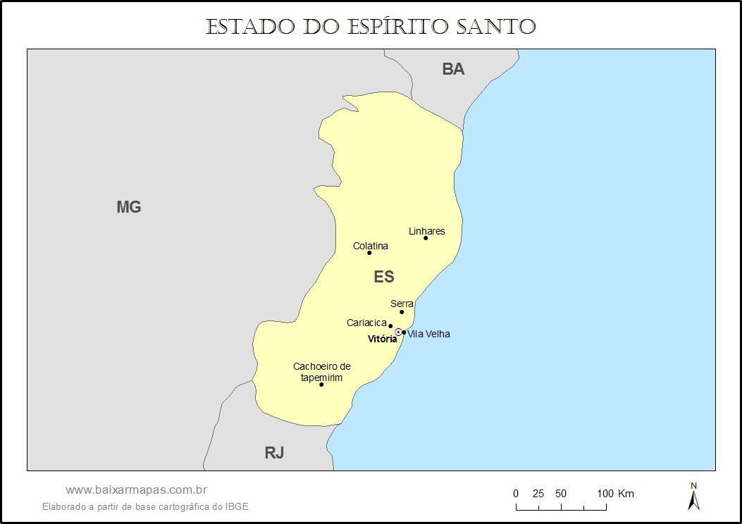 Mapa do estado do Espírito Santo