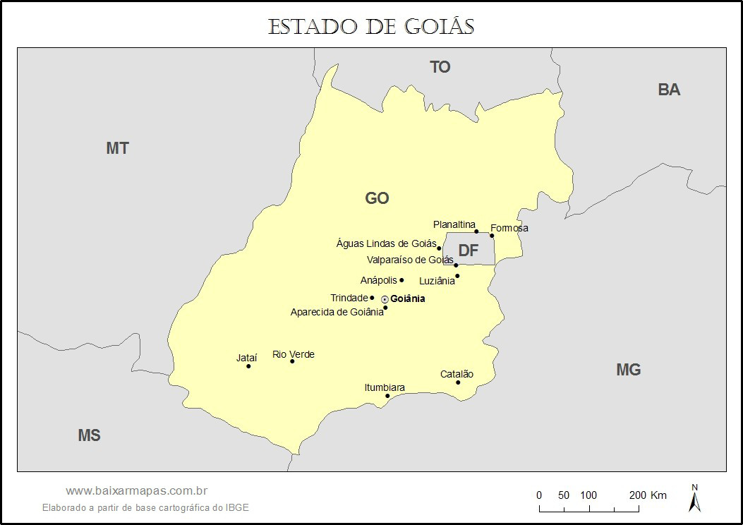 Mapa do estado de Goiás