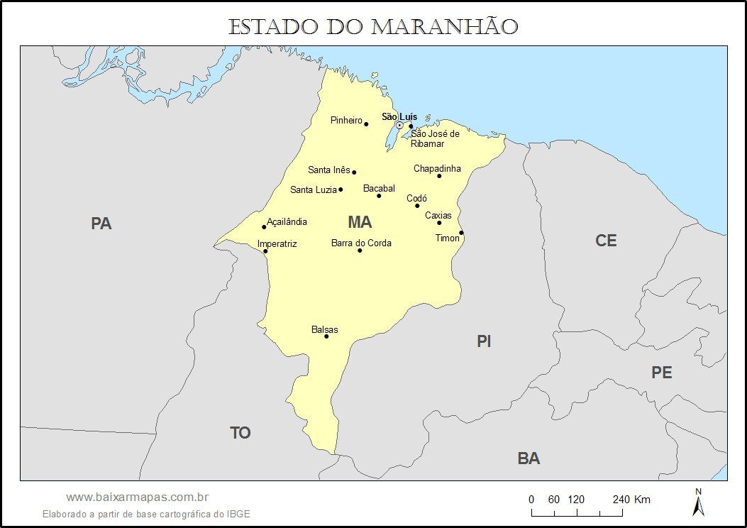 Mapa do estado do Maranhão