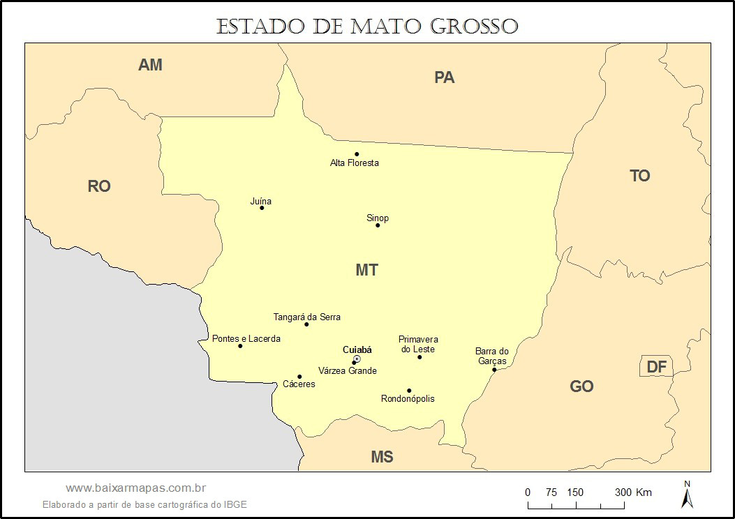 Mapa do estado de Mato Grosso