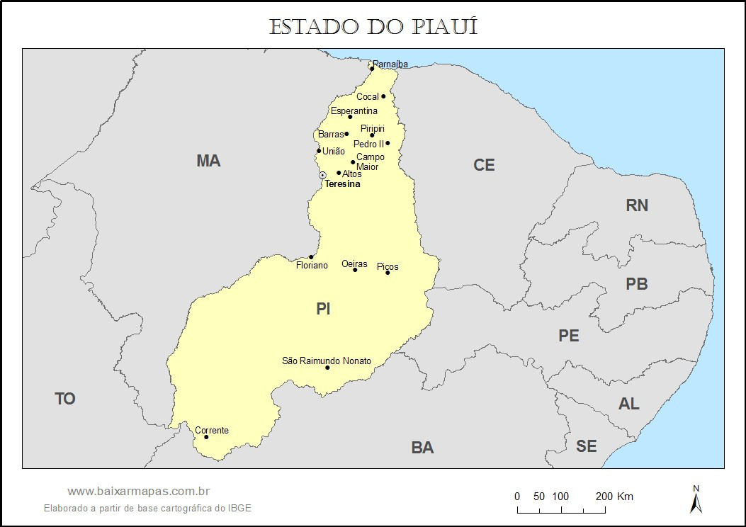 Mapa do estado do Piauí