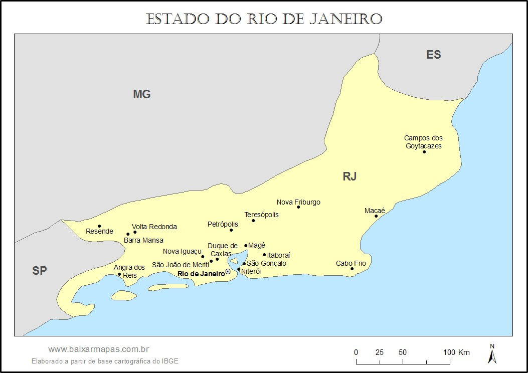 Mapa do estado do Rio de Janeiro