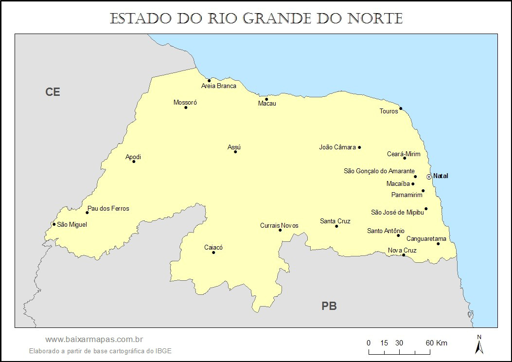 Mapa do estado do Rio Grande do Norte