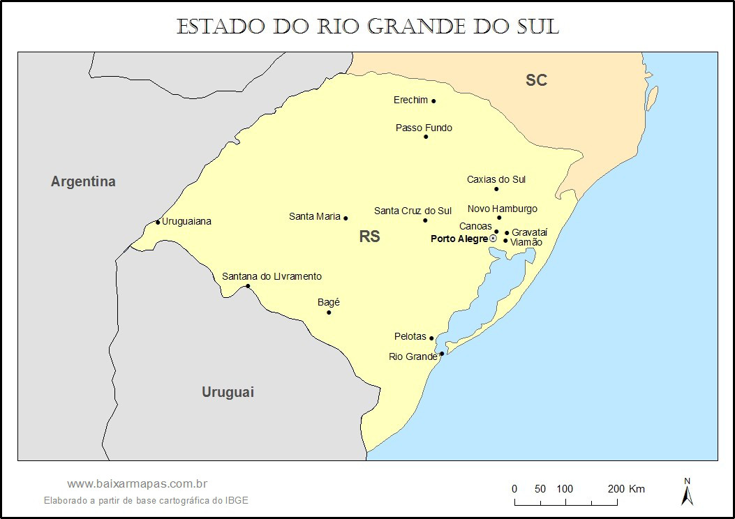Mapa do estado do Rio Grande do Sul