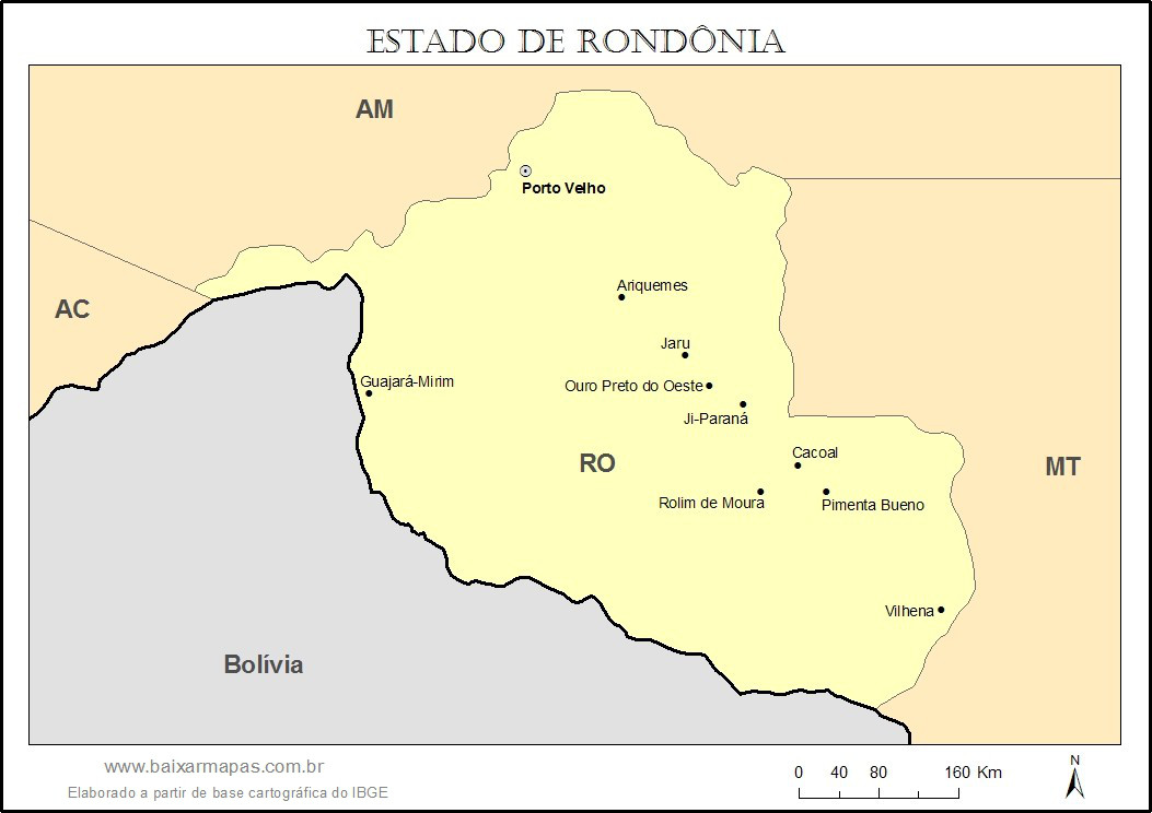Mapa do estado de Rondônia