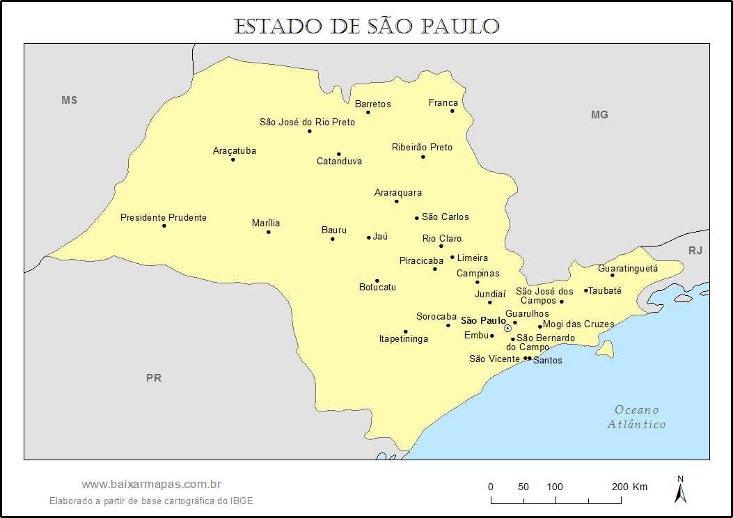 Mapa do estado de São Paulo