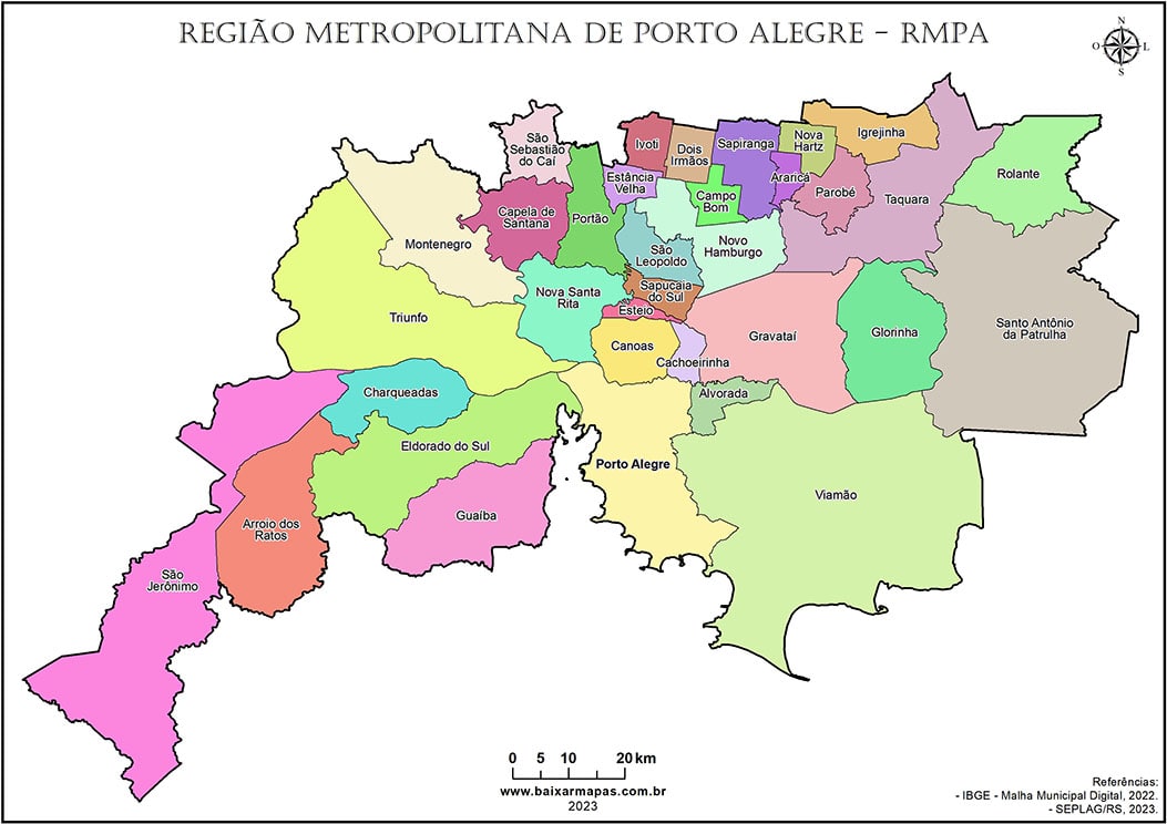 Mapa da Região Metropolitana de Porto Alegre