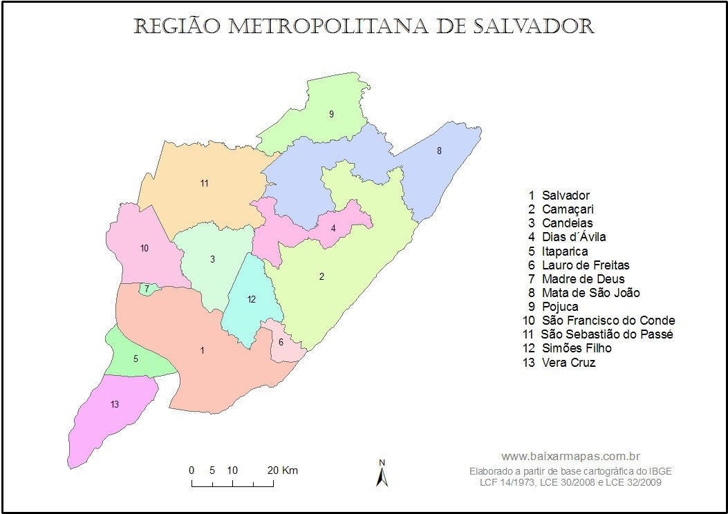 Mapa da Região Metropolitana de Salvador