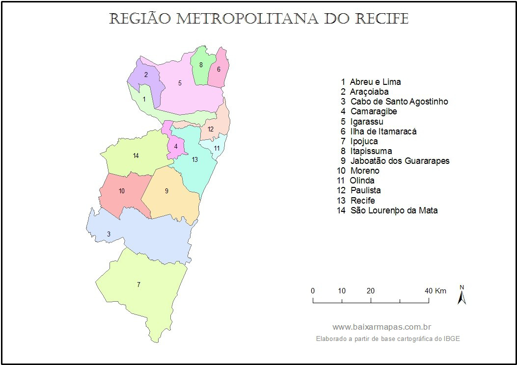 Mapa da Região Metropolitana do Recife