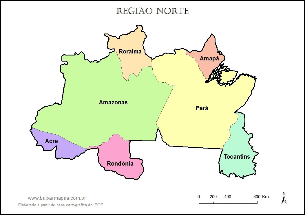Mapa da Região Norte - Estados