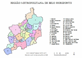 Mapa da Região Metropolitana de Belo Horizonte