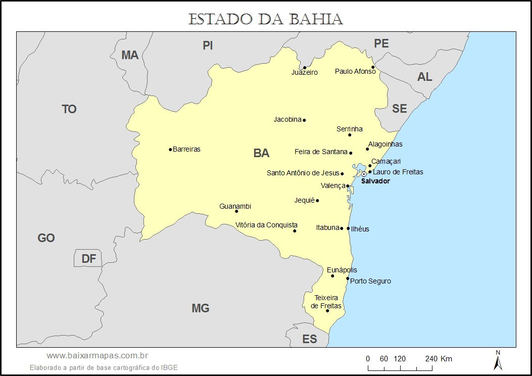 Mapa do estado da Bahia