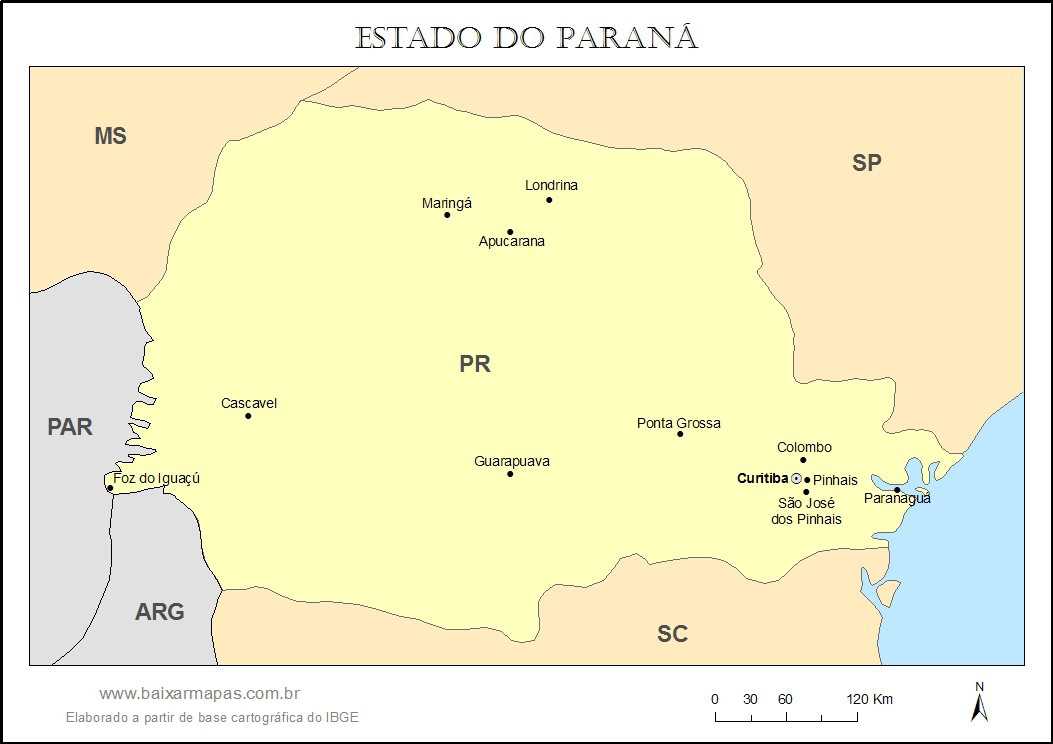 Mapa do estado do Paraná